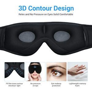 Bluetooth 3D Eye Mask for Sleeping, Sleep Mask with Wireless Headphones Wireless Music Sleeping Eye Mask Washable Earbuds for Side Sleeper, Air Travel, Office Nap, Meditation (Black)