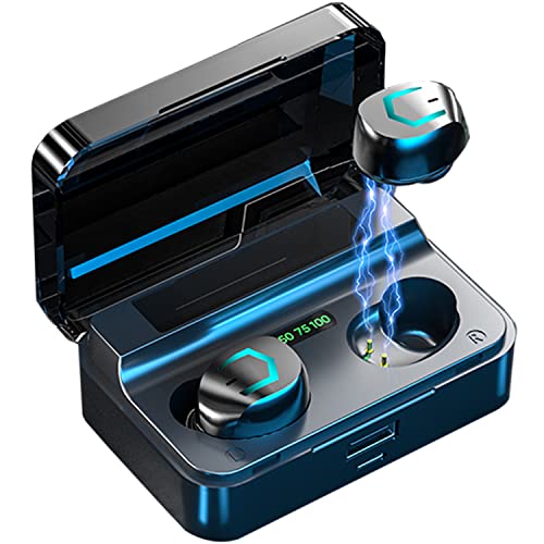 Wireless Earbuds,Bluetooth 5.3 Headphones 50H Playtime LED Power Display Earphone Stereo Sound Deep Bass Crystal-Clear Calls Headset with Charging Case for Workout/Home/Office/Gym,Asnrc Ear Buds,Black