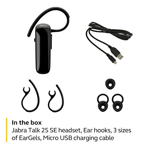 Jabra Talk 25 SE Mono Bluetooth Wireless Single Ear Headset Built-in Microphone (Renewed)