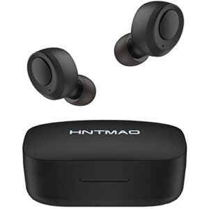 hntmao true wireless earbuds, ipx6 waterproof bluetooth earbuds, 30h cyclic playtime headphones with charging case and mic for iphone android, in-ear stereo earphones headset for sport black