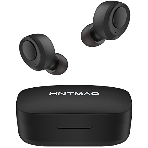 Hntmao True Wireless Earbuds, IPX6 Waterproof Bluetooth Earbuds, 30H Cyclic Playtime Headphones with Charging Case and mic for iPhone Android, in-Ear Stereo Earphones Headset for Sport Black