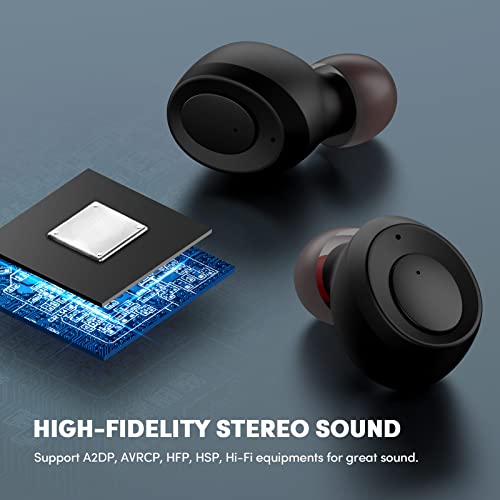 Hntmao True Wireless Earbuds, IPX6 Waterproof Bluetooth Earbuds, 30H Cyclic Playtime Headphones with Charging Case and mic for iPhone Android, in-Ear Stereo Earphones Headset for Sport Black