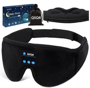 q5q6 sleep headphones, 3d bluetooth sleep mask, wireless sleeping headphones for side sleepers, sleep mask with bluetooth headphones insomnia travel nap gifts men women