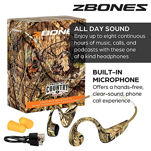 Open Ear Bluetooth Bone Conduction Headphones - ZBONES Hear Your Surroundings/Unbeatable Comfort/Secure Sweatproof Fit/Sport Headband for Running, Working Out, Fishing & Biking - Mossy Oak