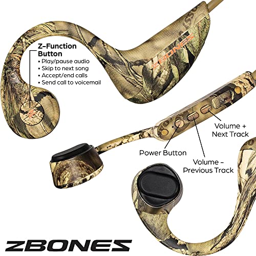 Open Ear Bluetooth Bone Conduction Headphones - ZBONES Hear Your Surroundings/Unbeatable Comfort/Secure Sweatproof Fit/Sport Headband for Running, Working Out, Fishing & Biking - Mossy Oak