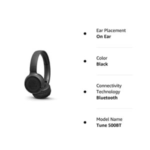 JBL Tune 500BT Wireless On-Ear Headphones - Black (Renewed)