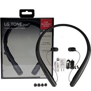 LG Tone Style HBS-SL5 Bluetooth Wireless Stereo Neckband Earbuds Tuned by Meridian Audio - 1.2Amp Quick Wall/Car Charger (US Retail Packing Kit)