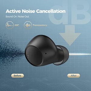 Wireless Earbuds ANC, Bluetooth 5.2 Active Noise Canceling Headphones w/35H Playtime and Punchy Bass, Sport Earphones w/Wireless Charging, Touch Control, Twins and Mono Modes, IPX8