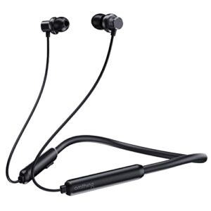 1more omthing wireless headphones, bluetooth 5.0 neckband headphones,earphones with microphone for sports, premium sound, 12h playtime, black