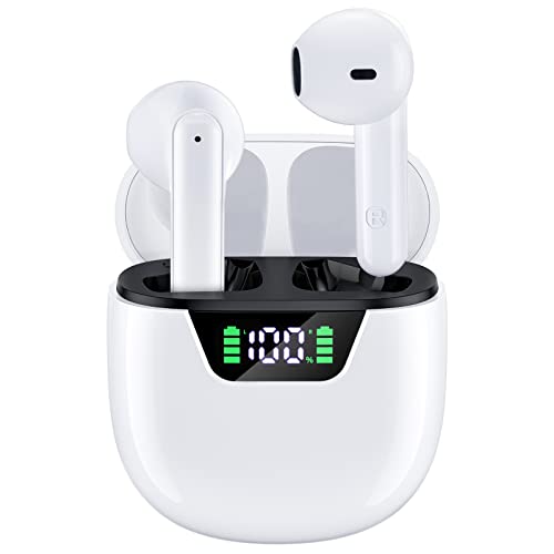 Wireless Earbuds Bluetoth Headphones 35Hrs Battery Life with Wireless Charging Case, IPX7 Waterproof TWS Semi-in-ear Earphones Clear Call Power Display Built-in Mic Stereo Headset for iPhone/Android