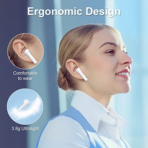 Wireless Earbuds Bluetoth Headphones 35Hrs Battery Life with Wireless Charging Case, IPX7 Waterproof TWS Semi-in-ear Earphones Clear Call Power Display Built-in Mic Stereo Headset for iPhone/Android