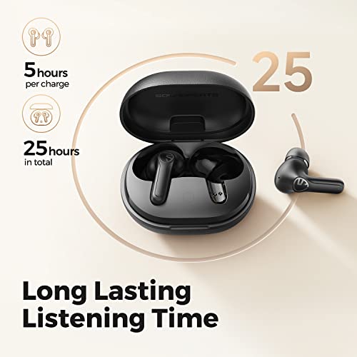 SoundPEATS Life Wireless Earbuds, Active Noise Cancelling Bluetooth 5.2 Headphones, Wireless Earphones with Dual Mic AI ENC for Clear Calls, Transparency Mode, 25 Hours of Playtime, Immersive Sound