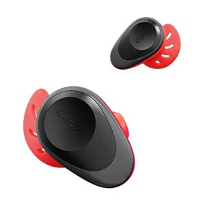 cleer goal sport true wireless earbuds with 20 hour battery, for workout and exercise, water and sweat resistant, touch controls, and high audio quality and bass, black/red