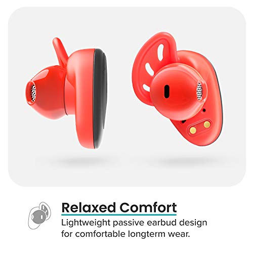 Cleer Goal Sport True Wireless Earbuds with 20 Hour Battery, for Workout and Exercise, Water and Sweat Resistant, Touch Controls, and High Audio Quality and Bass, Black/Red