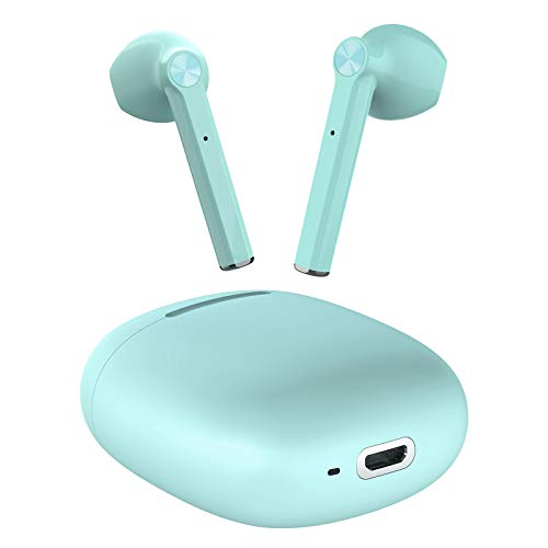 Hspro Wireless Earbuds, Bluetooth 5.0 Earbuds Touch Control in-Ear True Wireless Headphones, 20 Hrs Playtime with Charging Case, Hi-Fi Stereo Earbuds with Built-in Mic for Sports and Work, Green