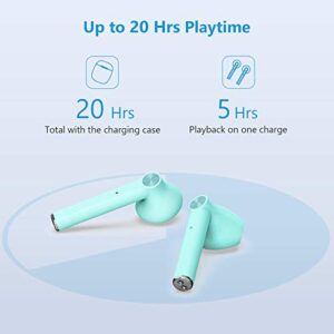 Hspro Wireless Earbuds, Bluetooth 5.0 Earbuds Touch Control in-Ear True Wireless Headphones, 20 Hrs Playtime with Charging Case, Hi-Fi Stereo Earbuds with Built-in Mic for Sports and Work, Green