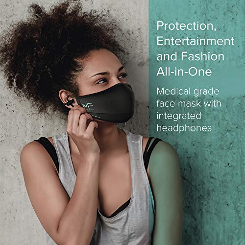 Hubble MaskFone, Face Mask for Protection, Wireless Headphones & Mic, Volume Control,12H Battery, Alexa Compatible, Face Mask for Cold Weather, Working, Running, Airborne disease, Gift for men & women, Size M/L