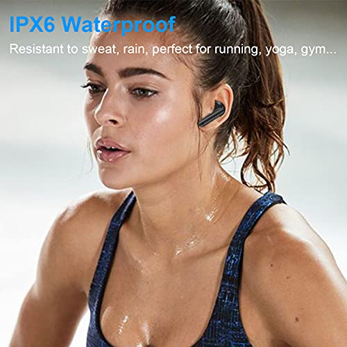 HOTLIFE True Wireless Earbuds with Microphones, IPX6 Waterproof 5.0 Bluetooth Headphone with LED Display Charging Case for iPhone and Android, Touch Control in-Ear Stereo Earphone for Work/Sports