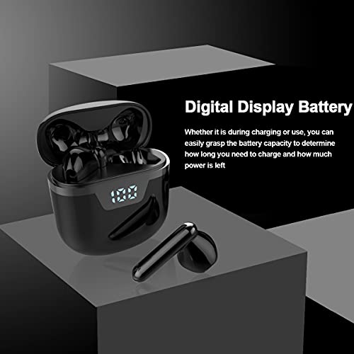 HOTLIFE True Wireless Earbuds with Microphones, IPX6 Waterproof 5.0 Bluetooth Headphone with LED Display Charging Case for iPhone and Android, Touch Control in-Ear Stereo Earphone for Work/Sports