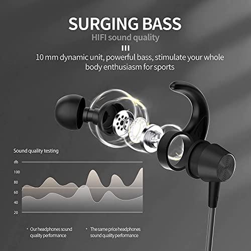 Bluetooth Headphones,V5.0 Wireless Magnetic Earbuds 16H Playtime,IPX7 Sweatproof Bluetooth Neckband Earphone with Built-in Microphone for Sports Phone Call Music(Black)