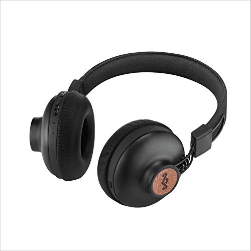 House of Marley Positive Vibration 2: Over-Ear Headphones with Microphone, Wireless Bluetooth Connectivity, and 10 Hours of Playtime (Black)