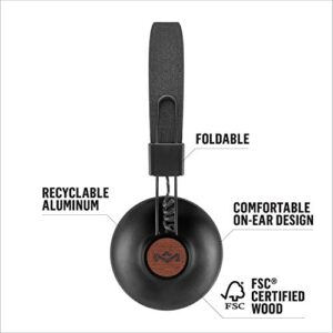 House of Marley Positive Vibration 2: Over-Ear Headphones with Microphone, Wireless Bluetooth Connectivity, and 10 Hours of Playtime (Black)