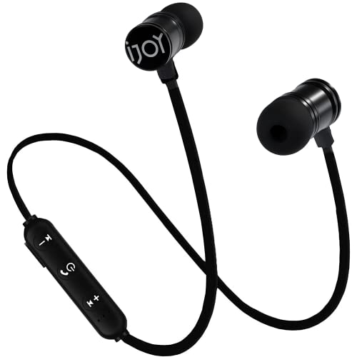 iJoy Headphones Wireless Bluetooth- Wireless Sports Earbuds IPX4 Sweatproof- Sport Headphones with Microphone, Bluetooth Earbuds for Workout, Running, Gym (Black)