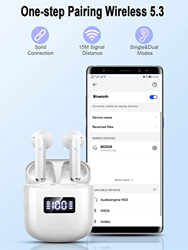 GCBIG Wireless Earbud, Bluetooth 5.3 Headphones with 4 ENC Noise Cancelling Mics, Wireless Headphones in Ear with 25H Playtime, IP7 Waterproof Sports Bluetooth Earphones HiFi Stereo for Android iOS