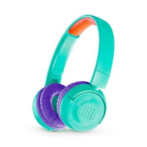 jbl jr 300bt kids on-ear wireless headphones with safe sound technology (teal)