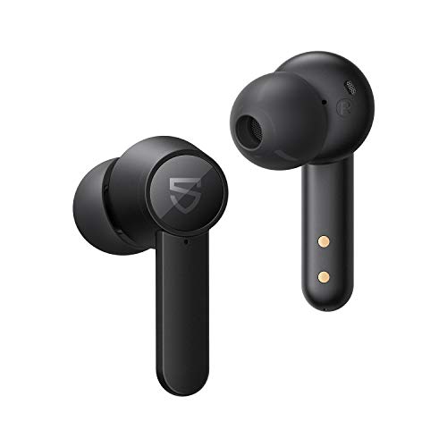 SoundPEATS Q True Wireless Earbuds Bluetooth 5.0 Headphones, in-Ear Stereo Earphones with 4-Mic, 10mm Driver, Wireless Charging, Premium Sound, Touch Control, Single/Twin Mode, 21 Hours