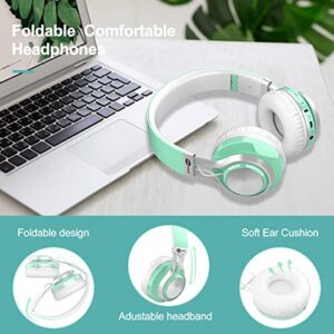 BASEMAN Wireless Headphones Over Ear, Long Battery Life Deep Bass Bluetooth Headphones with Microphone Wireless and Wired Headset for Computer iPhone Teens Girls Women School Travel - Green