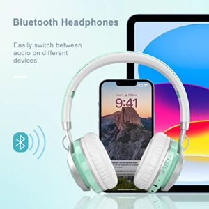 BASEMAN Wireless Headphones Over Ear, Long Battery Life Deep Bass Bluetooth Headphones with Microphone Wireless and Wired Headset for Computer iPhone Teens Girls Women School Travel - Green