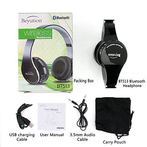 Beyution V4.1 Bluetooth Headphones Wireless Foldable Hi-fi Stereo Headphone for Smart Phones & Tablets - Black