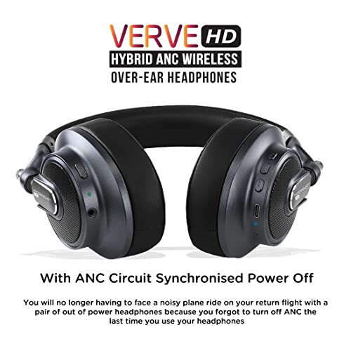 Morpheus 360 Verve HD Hybrid ANC Wireless Noise Cancelling Headphones HP9750HD, Premium ANC Headphones Over Ear with Comfortable Soft Protein Leather Memory Foam Padding, Headphone with Microphone