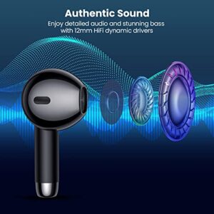 Wireless Earbuds, Bluetooth 5.0 Headphones in Ear with Charging Case, Hands-Free Headset with Mic, Hi-Fi Stereo Sound, Touch Control, 24 Hours Playback, Bluetooth Earbuds for iPhone/Android/WP, Black