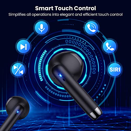Wireless Earbuds, Bluetooth 5.0 Headphones in Ear with Charging Case, Hands-Free Headset with Mic, Hi-Fi Stereo Sound, Touch Control, 24 Hours Playback, Bluetooth Earbuds for iPhone/Android/WP, Black