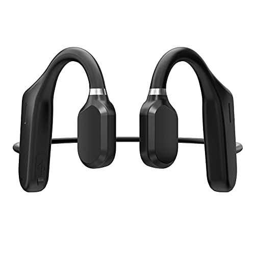 Open-Ear Headphones, Wireless Air Conduction Headphones Lightweight Sweatproof Bluetooth Sports Headset with Mic Answer Phone Call Music for Running, Hiking, Driving, Bicycling (Black)