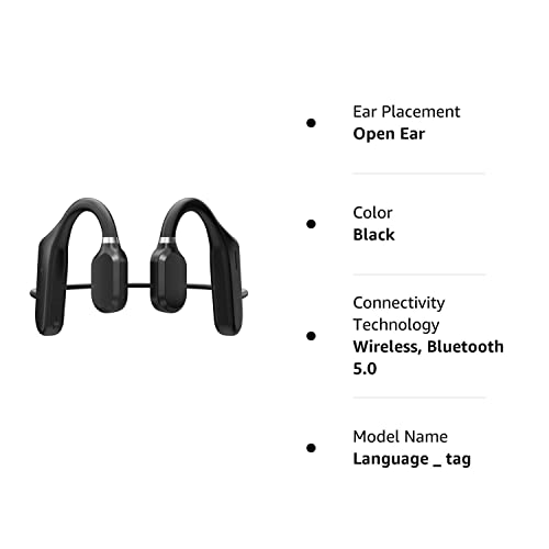 Open-Ear Headphones, Wireless Air Conduction Headphones Lightweight Sweatproof Bluetooth Sports Headset with Mic Answer Phone Call Music for Running, Hiking, Driving, Bicycling (Black)