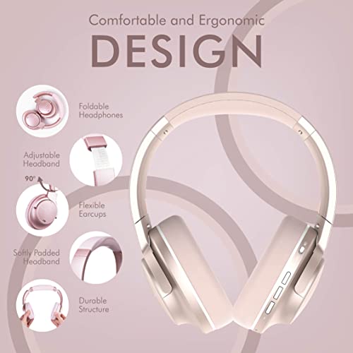 PowerLocus Active Noise Cancelling Headphones, Bluetooth Over-Ear Headphones with Noise Reduction, 70Hrs Playtime, Wireless Headphones, Hi-Fi Deep Bass, Foldable with Microphone for Phones/Laptops/PC