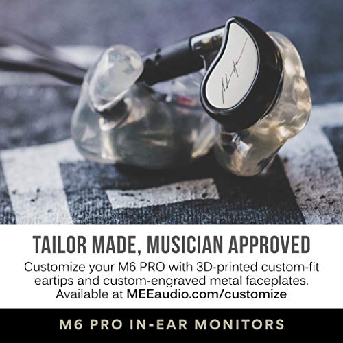 MEE audio M6 PRO Musicians' in-Ear Monitors Wired + Wireless Combo Pack: Includes Stereo Audio Cable and Bluetooth Audio Adapter (Clear) (CMB-M6PROBT-CL)