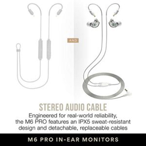 MEE audio M6 PRO Musicians' in-Ear Monitors Wired + Wireless Combo Pack: Includes Stereo Audio Cable and Bluetooth Audio Adapter (Clear) (CMB-M6PROBT-CL)