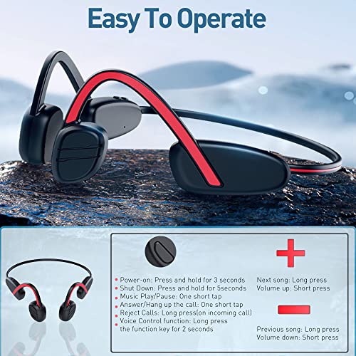 DOVIICO Bone Conduction Headphones Bluetooth-Open Ear Headphones Waterproof 12 Hours Battery Life Wireless Earphones Earbuds with Microphone Sports Headset for Running, Cycling, Fitness and Hiking