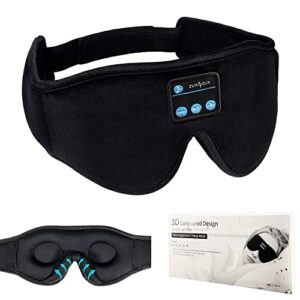 sleep headphones bluetooth 5.2 wireless 3d eye mask, zuxnzux ultra soft sleeping headphones for insomnia travel and side sleepers (black)