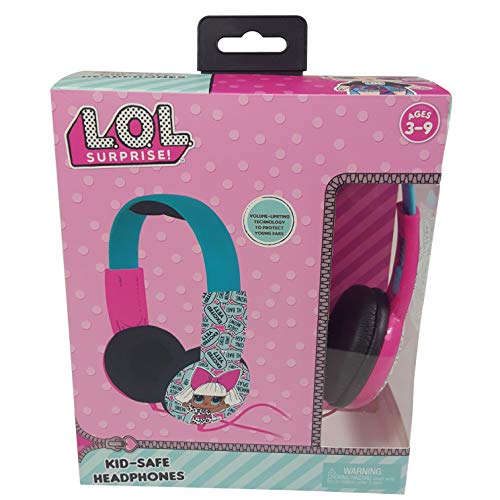 L.O.L. Surprise! Kids Safe Over The Ear Headphones HP2-03136 | Kids Headphones, Volume Limiter for Developing Ears, 3.5MM Stereo Jack, white/black Recommended for Ages 3-9, by Sakar