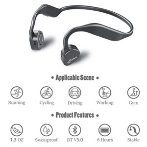 VIDONN Bone Conduction Headphones F1 Sweat Resistant Wireless Earphones for Workouts and Running Bluetooth Headphones with Mic (Grey)