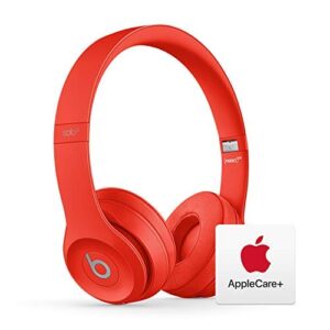 beats solo³ wireless on-ear headphones – apple w1 chip – red with applecare+ bundle