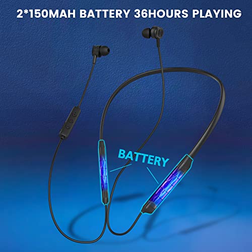 MORMOQUE G5 Bluetooth Headphones,V5.2 Wireless Bluetooth Earbuds w/Mic in-Ear Magnetic Neckband Earphone 30Hrs Playtime, IPX4 Sweatproof Deep Bass Headset for Phone Call Music Sports