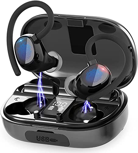 MuGo Wireless Earbuds, Bluetooth 5.0 Earbud Sport Headphones CVC8.0 Noise Cancelling, Earphones in Ear IP7 Waterproof, Built-in Mic, LED Display, 48H Playtime, Wireless Headset 2022 Upgraded