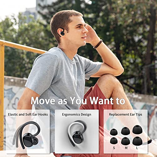 MuGo Wireless Earbuds, Bluetooth 5.0 Earbud Sport Headphones CVC8.0 Noise Cancelling, Earphones in Ear IP7 Waterproof, Built-in Mic, LED Display, 48H Playtime, Wireless Headset 2022 Upgraded