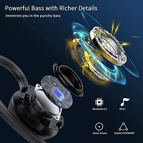 MuGo Wireless Earbuds, Bluetooth 5.0 Earbud Sport Headphones CVC8.0 Noise Cancelling, Earphones in Ear IP7 Waterproof, Built-in Mic, LED Display, 48H Playtime, Wireless Headset 2022 Upgraded